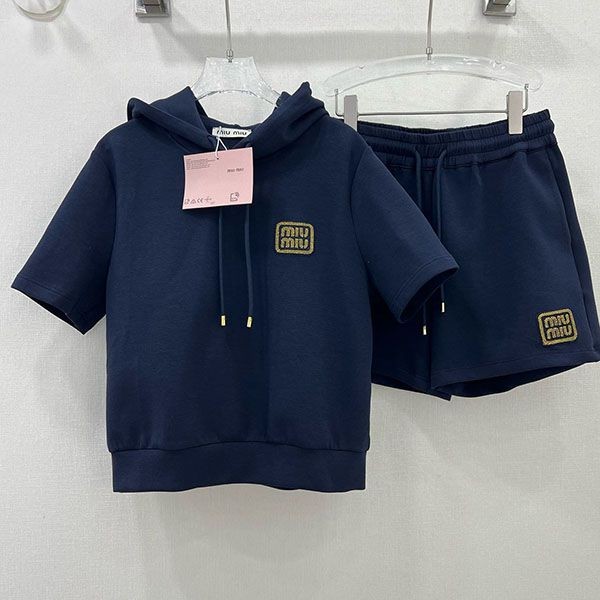 希少 ミュウミュウ ロゴスウェット上下 半袖 myh71355